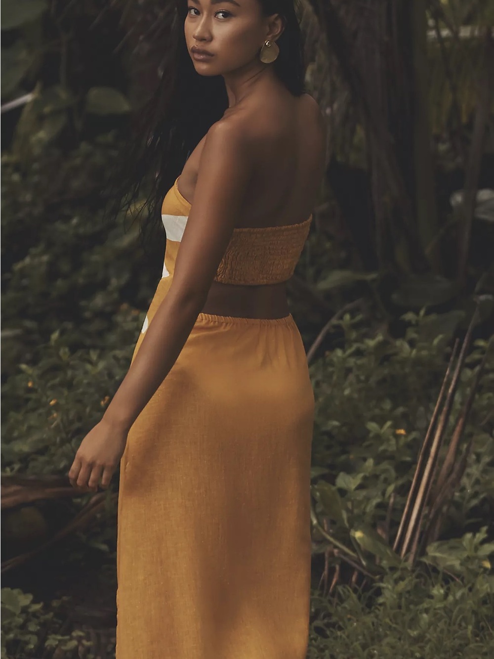 Celandine Anthropologie Strapless Cutout Linen Blend Dress - Picture 3 of 6